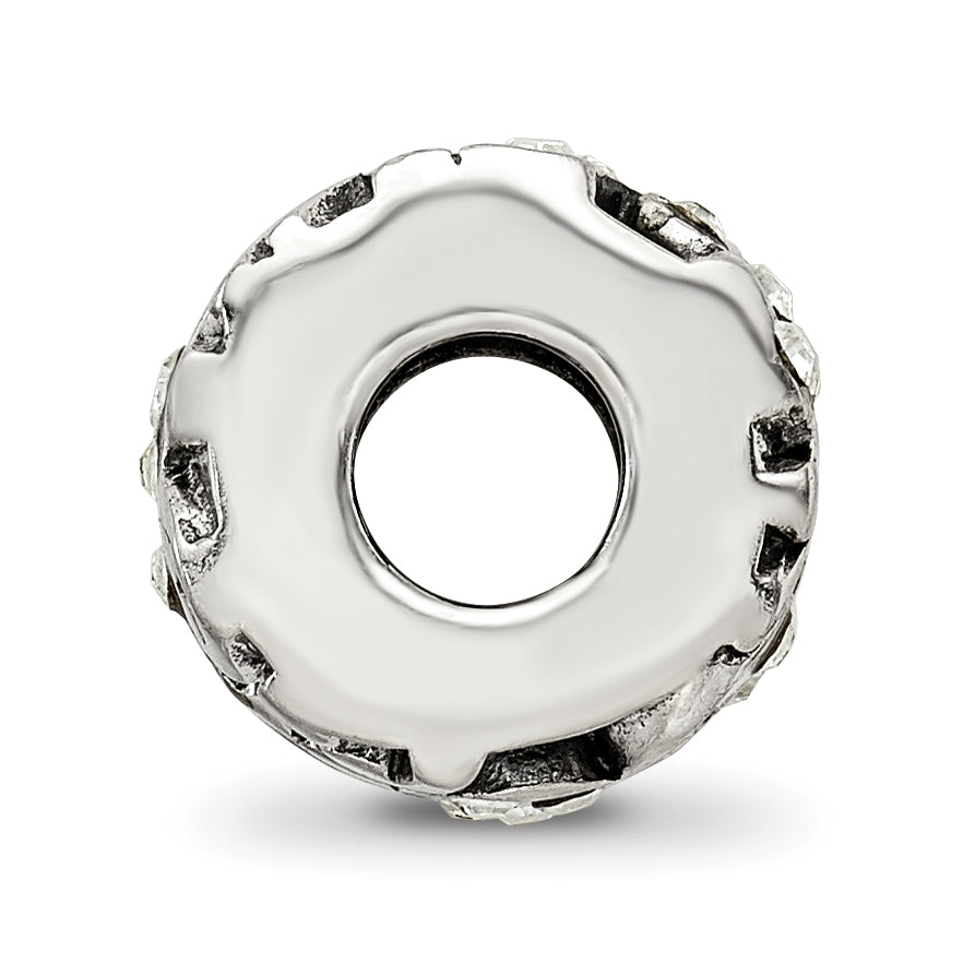 Sterling Silver 925 Bead with Preciosa Crystal and Heart Design