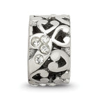 Sterling Silver 925 Bead with Preciosa Crystal and Heart Design