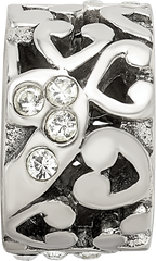 Sterling Silver 925 Bead with Preciosa Crystal and Heart Design