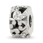 Sterling Silver 925 Bead with Preciosa Crystal and Heart Design