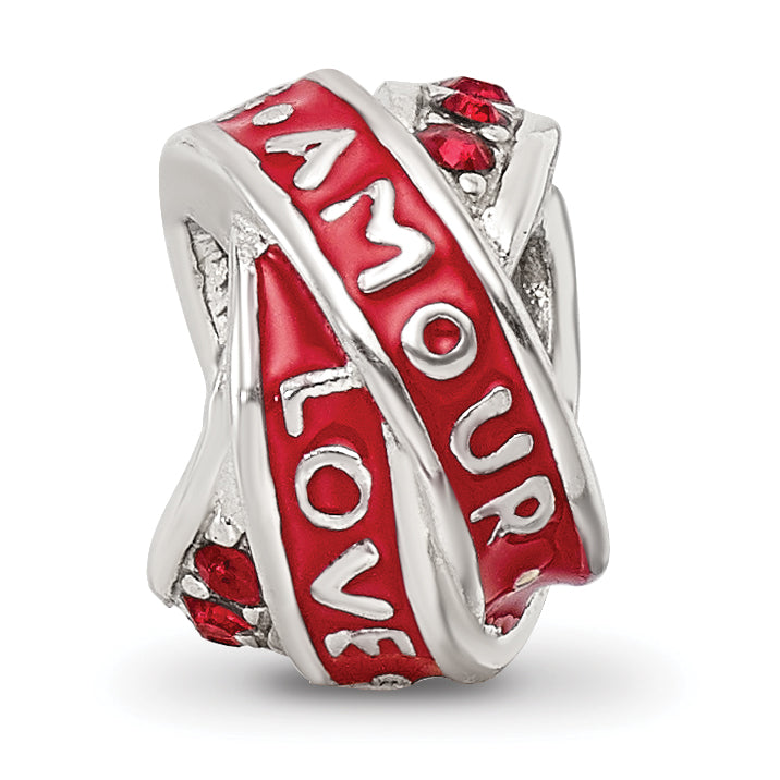 Sterling Silver Reflections Love/Amour Red Preciosa Crystal Bead