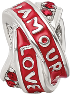 Sterling Silver 925 Red Crystal Bead with Solid Casted Design
