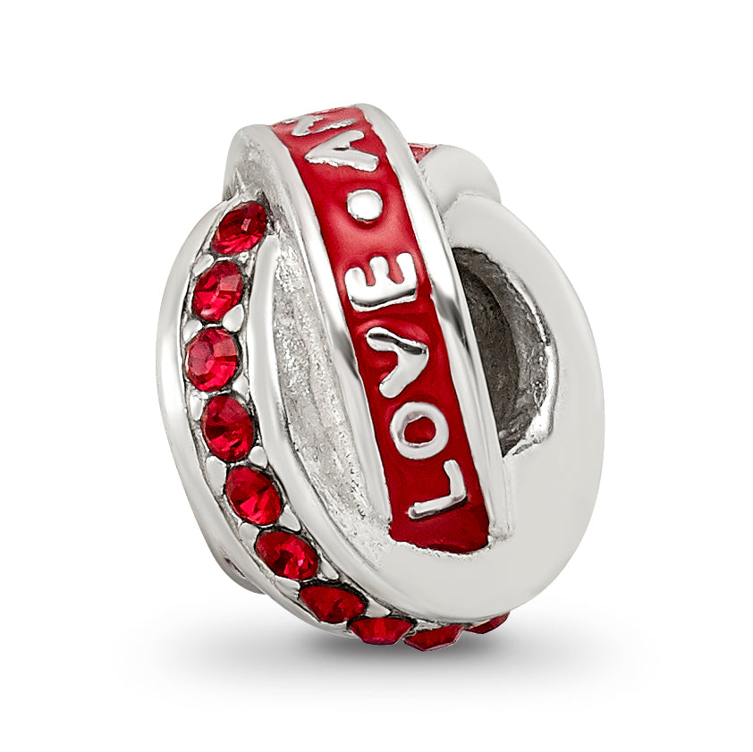 Sterling Silver 925 Red Crystal Bead with Solid Casted Design