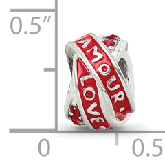 Sterling Silver Reflections Love/Amour Red Preciosa Crystal Bead