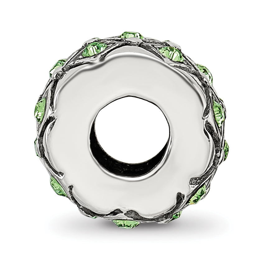 Sterling Silver 925 August Green Crystal Bead with Solid Cast Design Secondary image