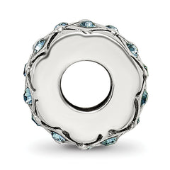 Sterling Silver 925 Blue Crystal Bead with Solid Cast Design