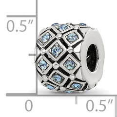 Sterling Silver 925 Blue Crystal Bead with Solid Cast Design