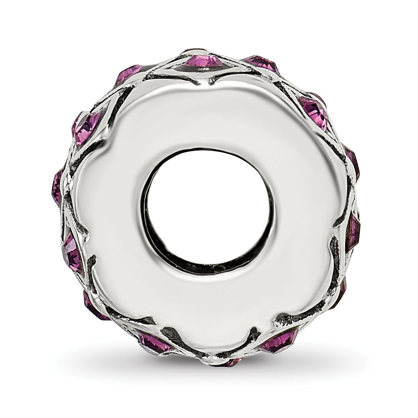 Sterling Silver 925 Purple Crystal Bead with Solid Casted Design Secondary image