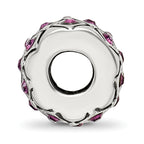 Sterling Silver 925 Purple Crystal Bead with Solid Casted Design