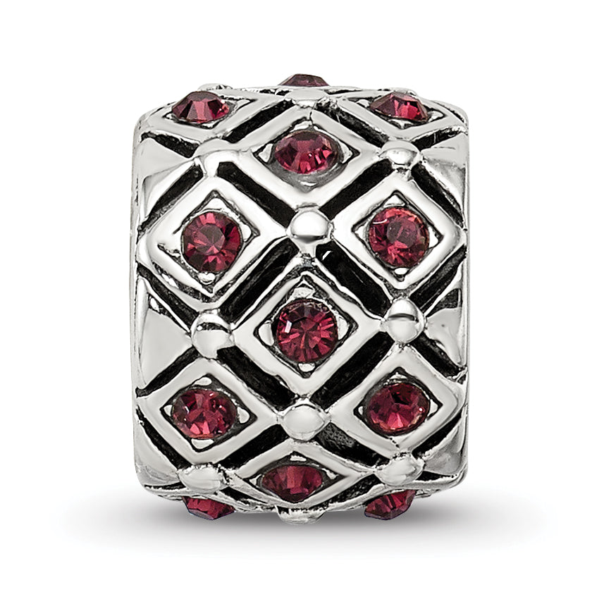 Sterling Silver 925 Bead with January Red Crystal Classic Solid Design