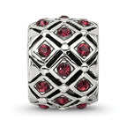 Sterling Silver 925 Bead with January Red Crystal Classic Solid Design