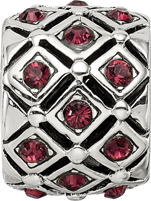 Sterling Silver 925 Bead with January Red Crystal Classic Solid Design