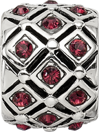 Sterling Silver 925 Bead with January Red Crystal Classic Solid Design