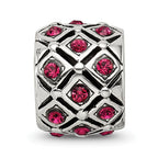 Sterling Silver July Bead with Red Preciosa Crystal  Solid, Elegant Design