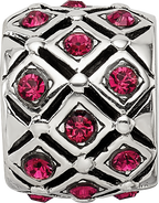 Sterling Silver July Bead with Red Preciosa Crystal  Solid, Elegant Design