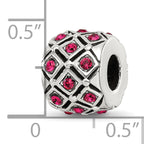 Sterling Silver July Bead with Red Preciosa Crystal  Solid, Elegant Design
