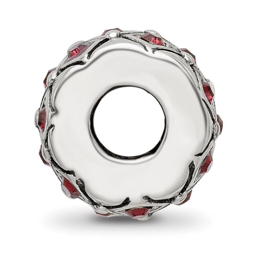 Sterling Silver 925 June Red Crystal Bead with Solid Casted Design Secondary image