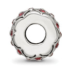 Sterling Silver 925 June Red Crystal Bead with Solid Casted Design