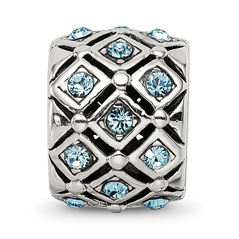 Sterling Silver 925 Blue Crystal Bead for March Birthstone Jewelry