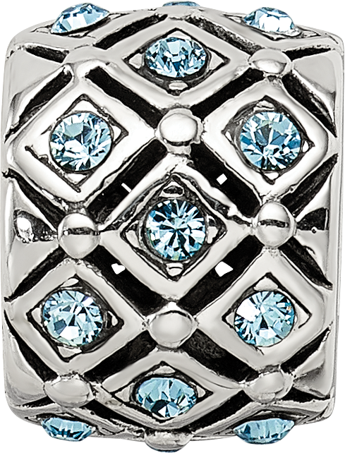 Sterling Silver 925 Blue Crystal Bead for March Birthstone Jewelry