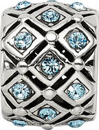 Sterling Silver 925 Blue Crystal Bead for March Birthstone Jewelry
