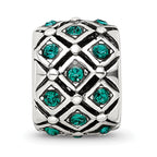 Sterling Silver 925 Bead with Green Crystal May Birthstone Elegant Design