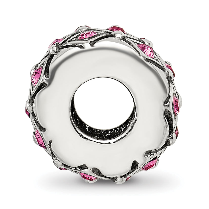 Sterling Silver 925 Bead with Pink Preciosa Crystal for October Birthstone Secondary image