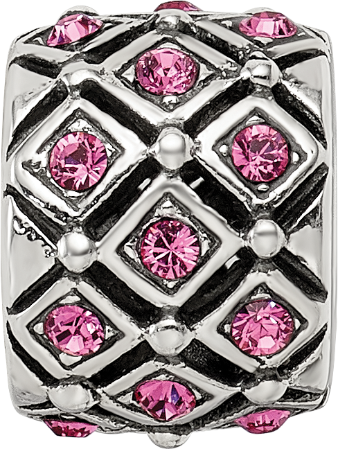 Sterling Silver 925 Bead with Pink Preciosa Crystal for October Birthstone