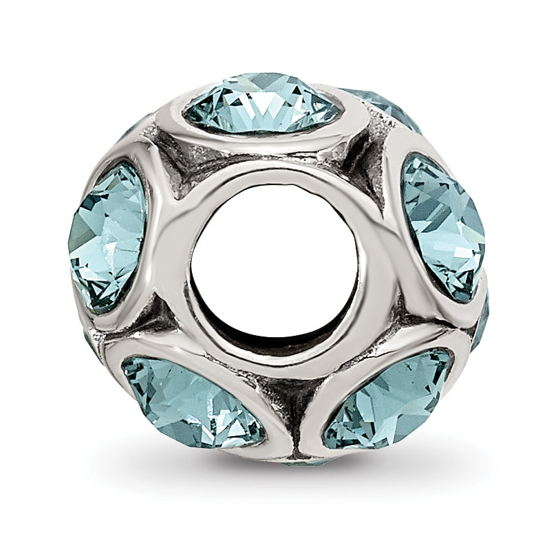 Sterling Silver 925 Bead with Blue Crystal for December Birthstone