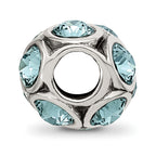 Sterling Silver 925 Bead with Blue Crystal for December Birthstone