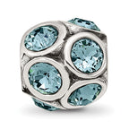 Sterling Silver 925 Bead with Blue Crystal for December Birthstone
