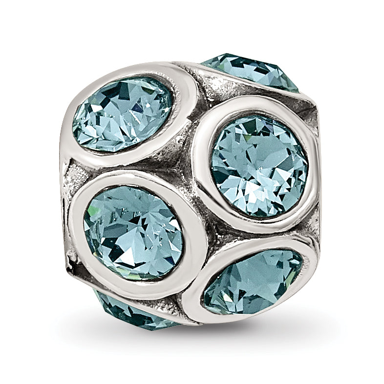 Sterling Silver 925 Bead with Blue Crystal for December Birthstone