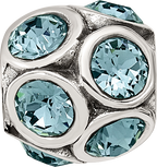 Sterling Silver 925 Bead with Blue Crystal for December Birthstone