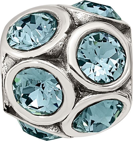 Sterling Silver 925 Bead with Blue Crystal for December Birthstone