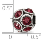 Sterling Silver 925 Red Crystal Bead with Solid Casted Design