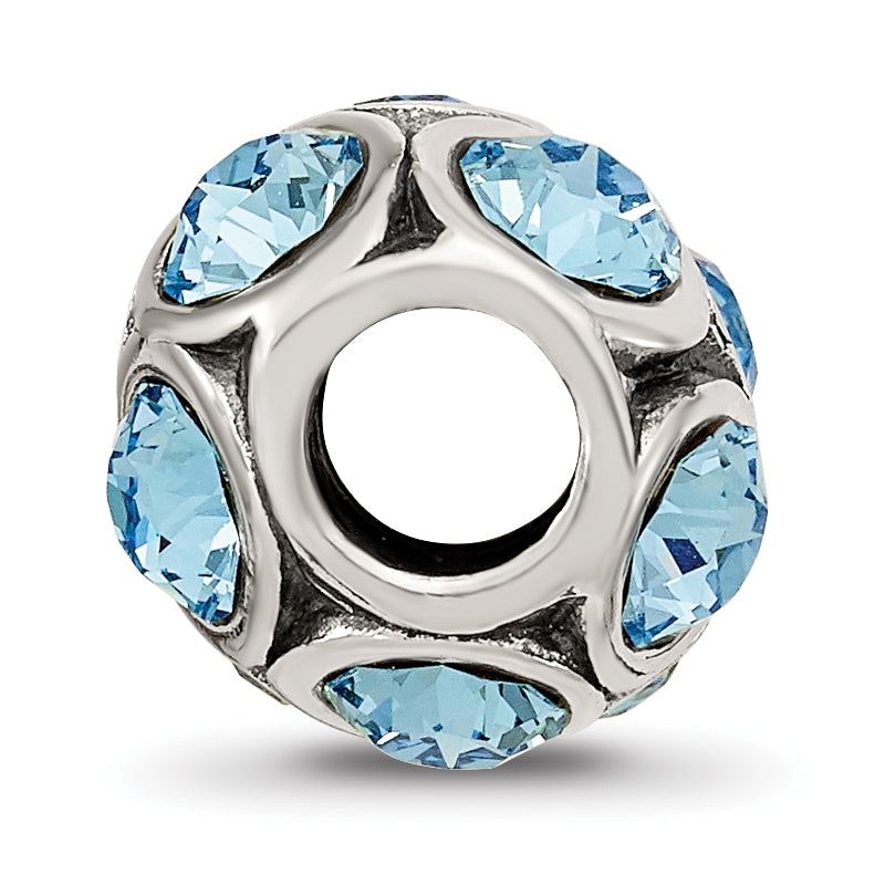 Sterling Silver 925 Bead with Blue Preciosa Crystal March Birthstone