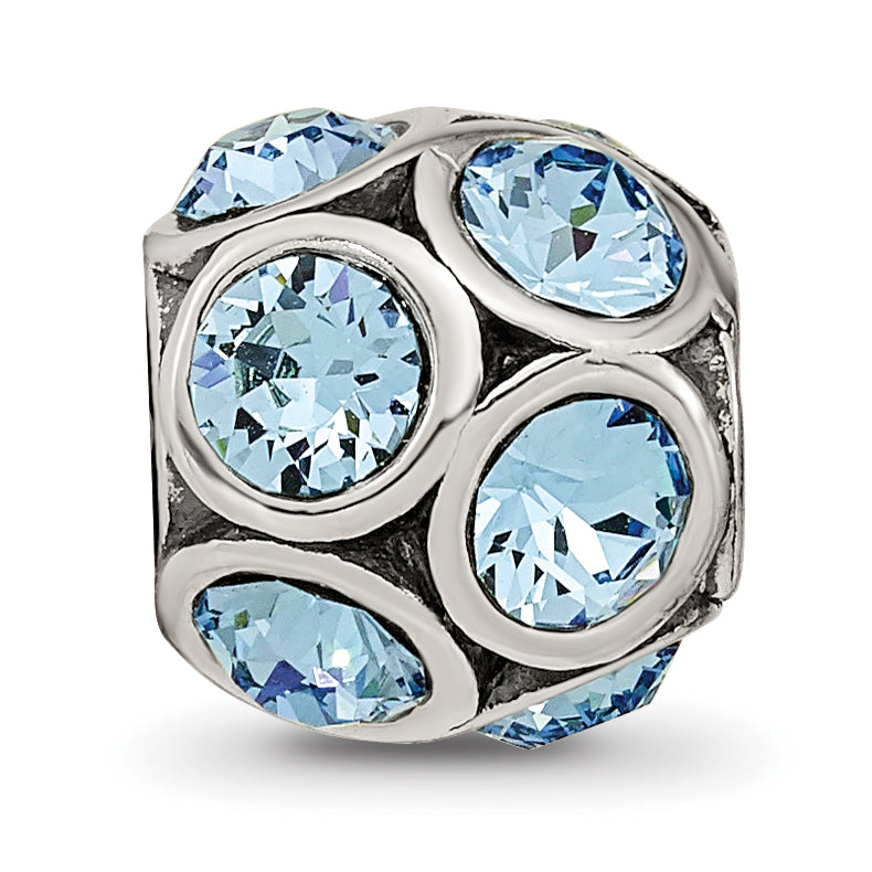 Sterling Silver 925 Bead with Blue Preciosa Crystal March Birthstone
