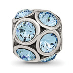 Sterling Silver 925 Bead with Blue Preciosa Crystal March Birthstone