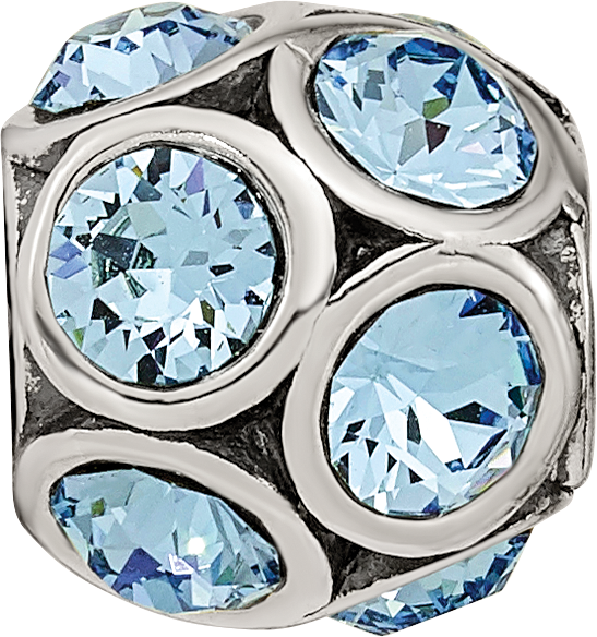 Sterling Silver 925 Bead with Blue Preciosa Crystal March Birthstone