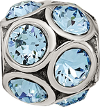 Sterling Silver 925 Bead with Blue Preciosa Crystal March Birthstone