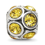 Sterling Silver 925 November Birthstone Yellow Crystal Bead Elegant Solid Design