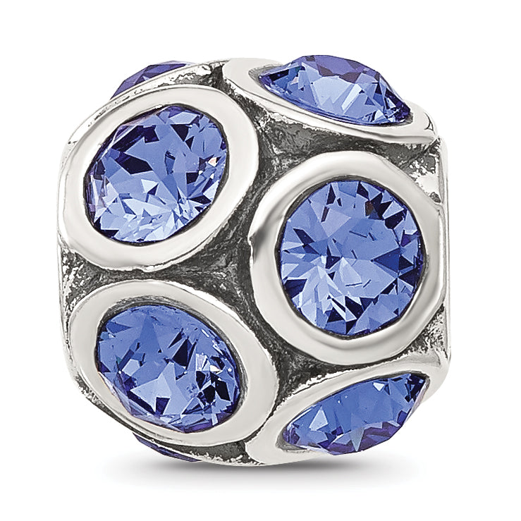 Sterling Silver 925 September Blue Crystal Bead Elegant Casted Design
