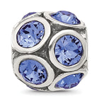 Sterling Silver 925 September Blue Crystal Bead Elegant Casted Design