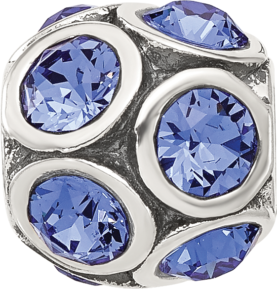 Sterling Silver 925 September Blue Crystal Bead Elegant Casted Design