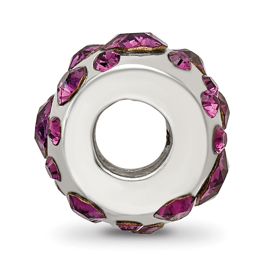 Sterling Silver 925 Bead with Purple Crystal for February Birthday Secondary image
