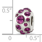 Sterling Silver 925 Bead with Purple Crystal for February Birthday