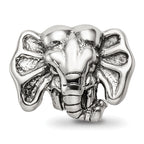 Sterling Silver 925 Elephant Bead with Antiqued Finish Solid Design