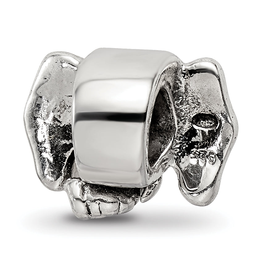 Sterling Silver 925 Elephant Bead with Antiqued Finish Solid Design