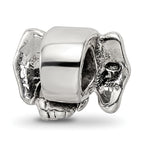 Sterling Silver 925 Elephant Bead with Antiqued Finish Solid Design