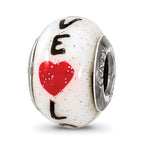 Sterling Silver 925 Glass Heart Bead Elegant Romantic Design